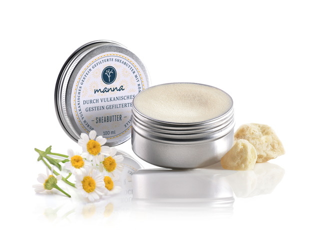 durch vulkanite gefilterte sheabutter – römische kamille