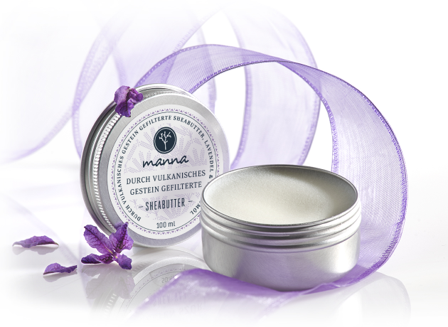 durch vulkanite gefilterte sheabutter lavendel & teebaumöl