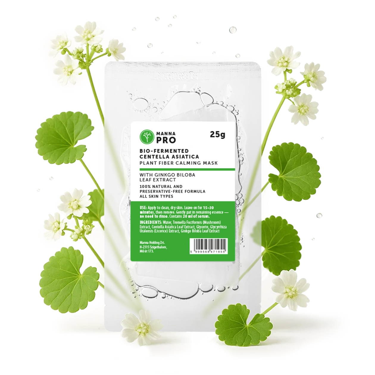 Bio-fermentált ázsiai gázló fátyolmaszk Ginkgo Biloba kivonattal
