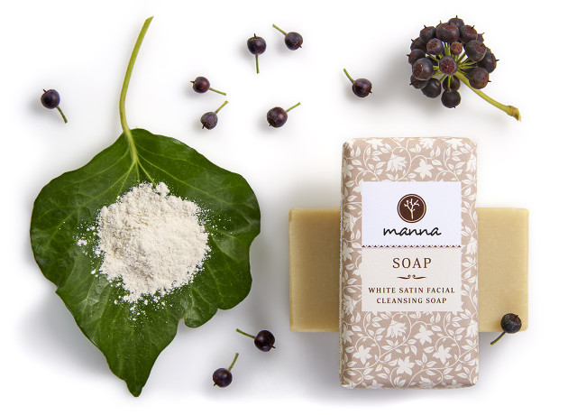 white satin facial cleaning soap - manna